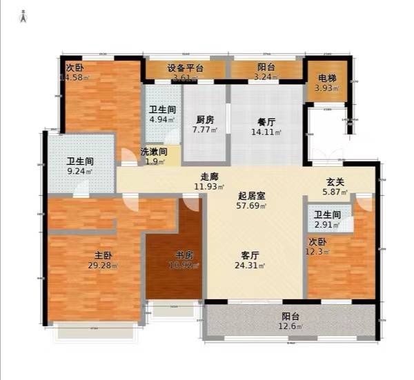 碧桂园  3室2厅2卫   2200.00元/月室内图1