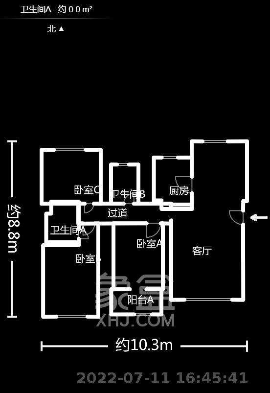 湘府十城(汇财御景湾新寓,汇财国际)  3室2厅2卫    2650.0元/月 湘府十城(汇财御景湾新寓,汇财国际)  3室2厅2卫    2650.0元/月户型图