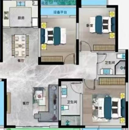 怡河园  3室2厅1卫    99.8万户型图