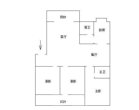 电信小区泰山花园  3室2厅1卫   1400.00元/月室内图