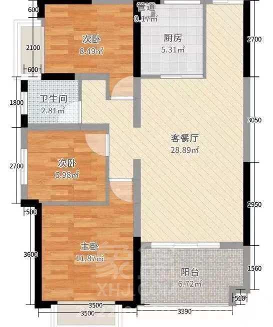福鑫南郡  3室2厅2卫   1000.00元/月室内图