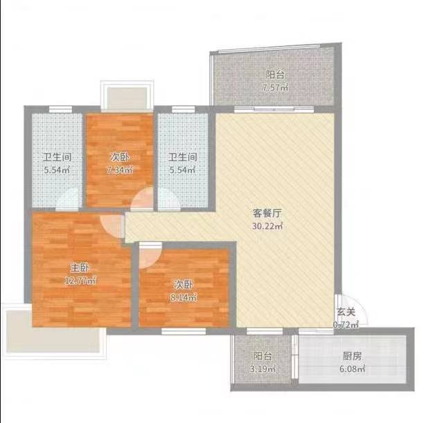 M国际  1室1厅1卫   1300.00元/月室内图1