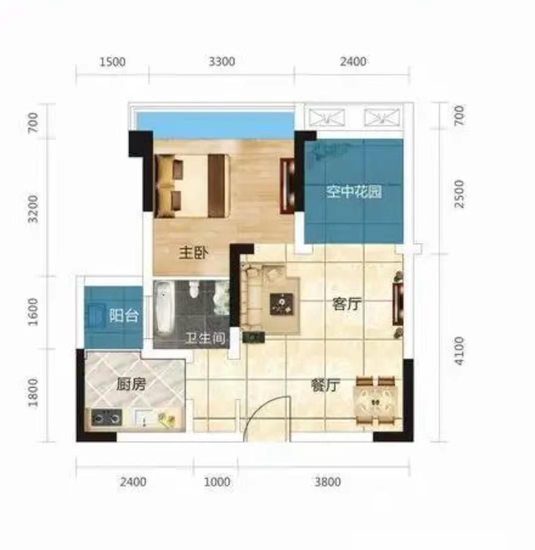 雄森国际  2室1厅1卫   40.00万户型图