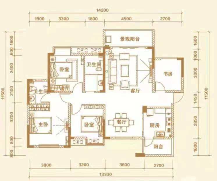 雄森国际  3室2厅2卫   64.80万户型图
