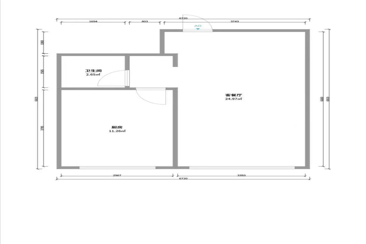 会龙山溪谷（住宅）  1室1厅1卫    1200.0元/月室内图1