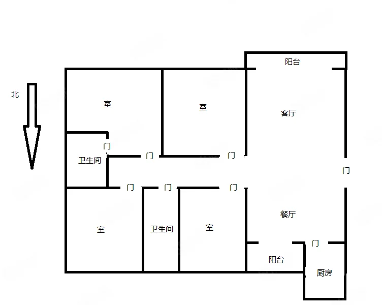 湾田家园  4室2厅3卫    116.0万户型图