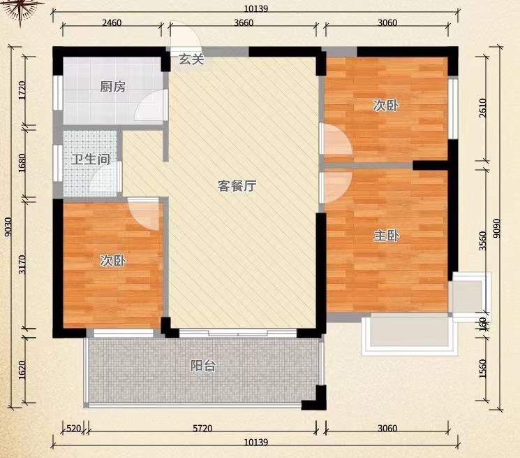 富力碧桂园衡中心  3室2厅2卫   2500.00元/月室内图1