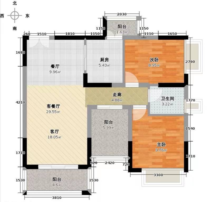湘中锅厂家属楼  2室2厅1卫   800.00元/月室内图1