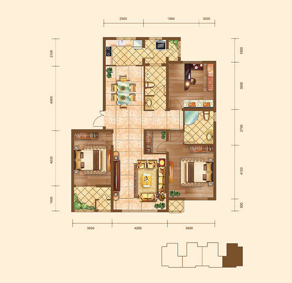 益秀园  1室1厅1卫   43.80万室内图1