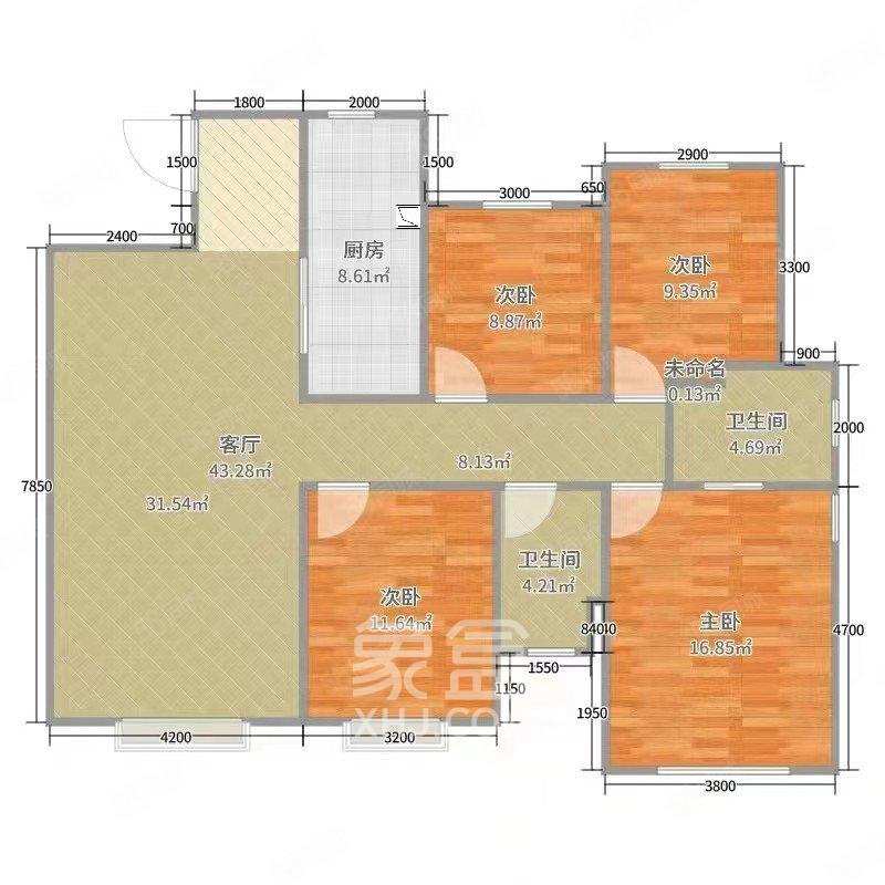 莲城步行街D区  1室1厅1卫   1300.00元/月室内图1