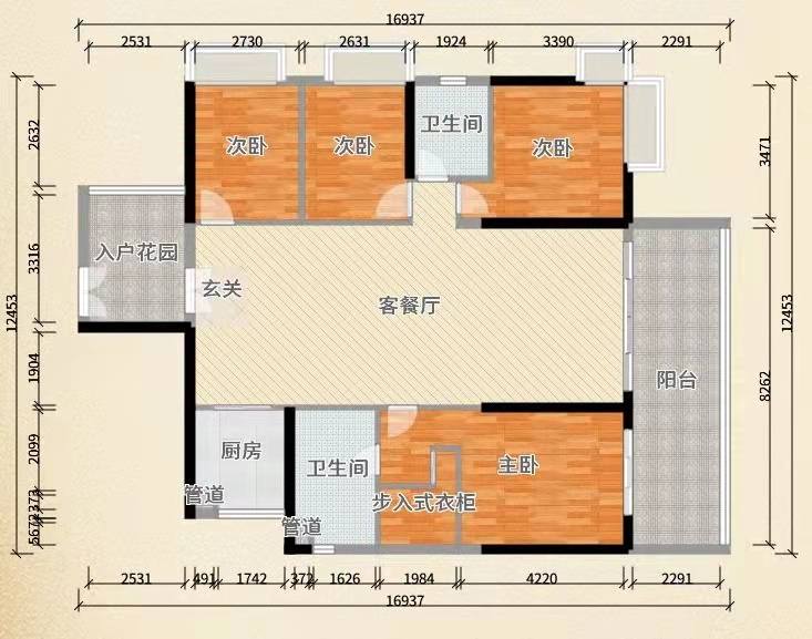 汇景花园  4室2厅2卫   113.00万室内图1