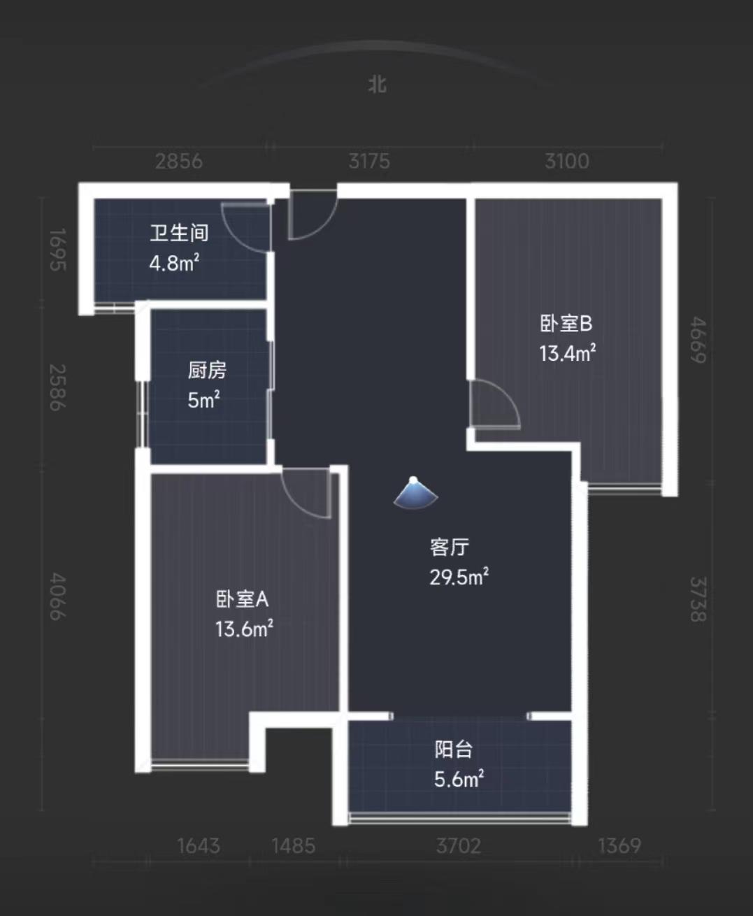 江林新城  2室2厅1卫   122.00万室内图1