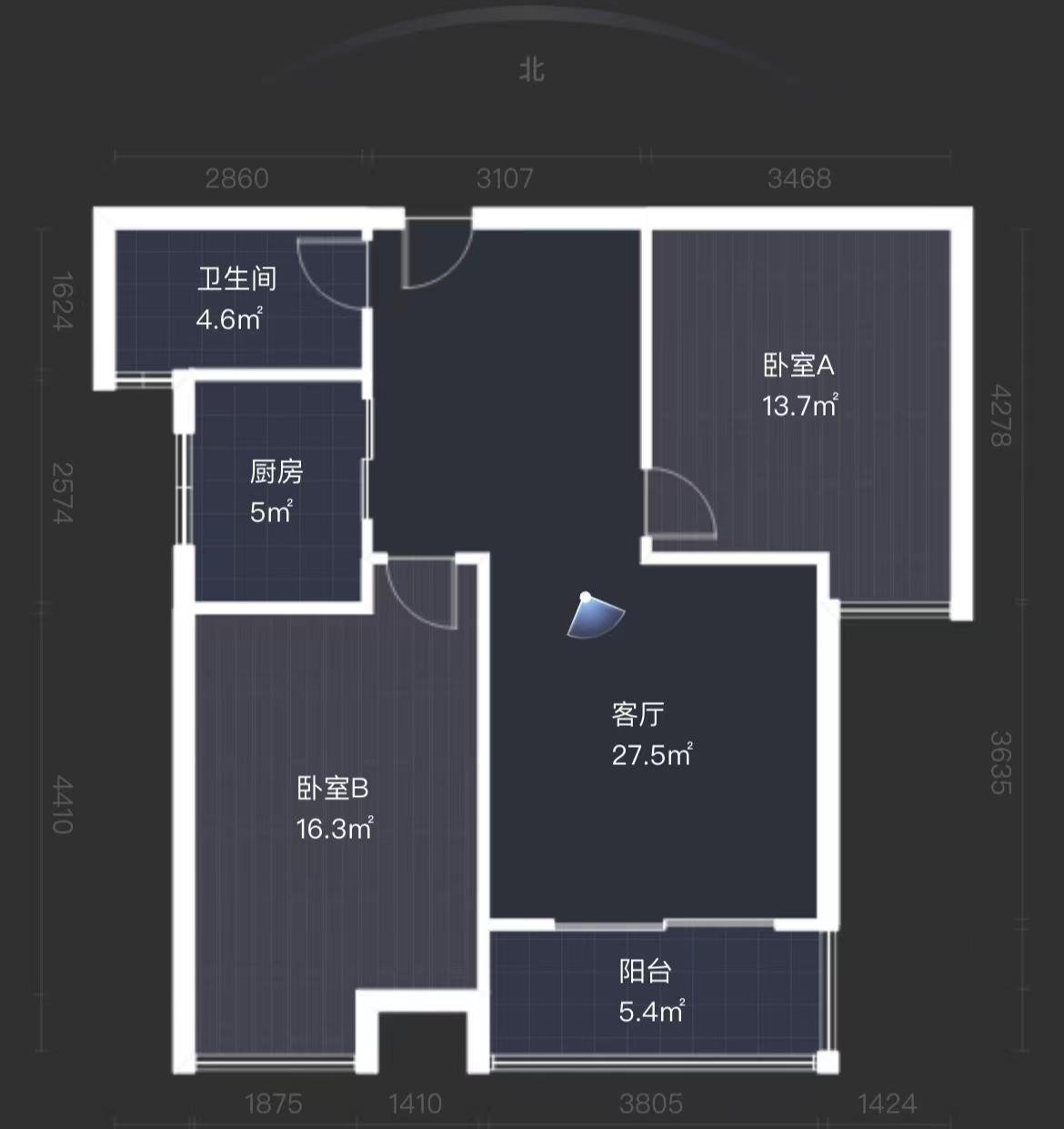 江林新城  2室1厅1卫   135.00万室内图1