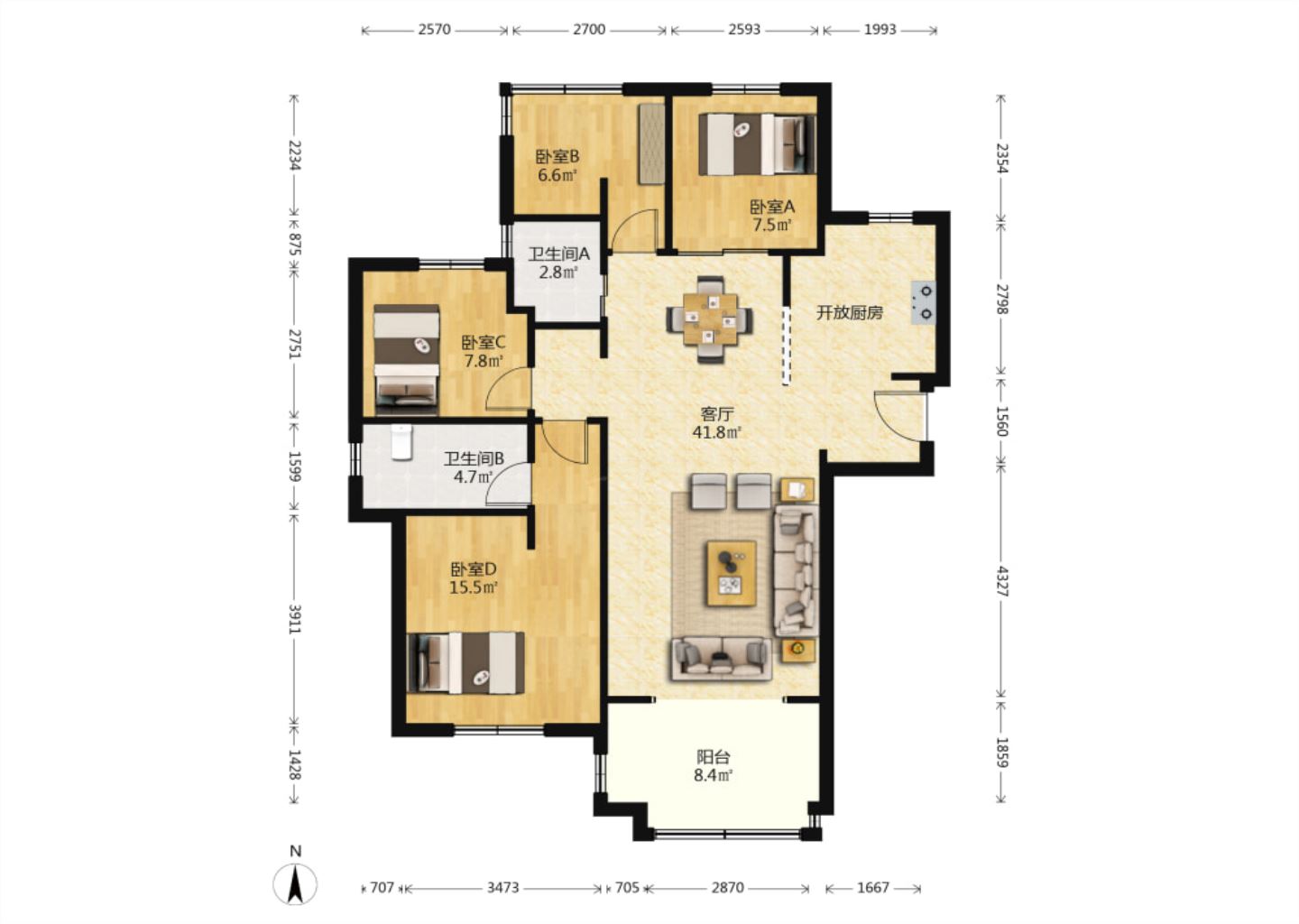 新保利清能西海岸北区  3室2厅1卫    140.0万