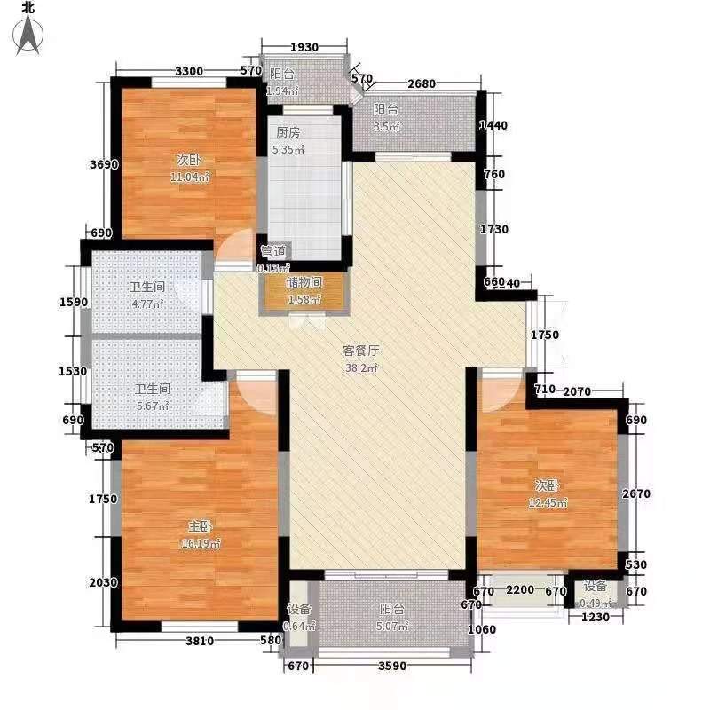 新建小区  3室2厅2卫   57.80万室内图1