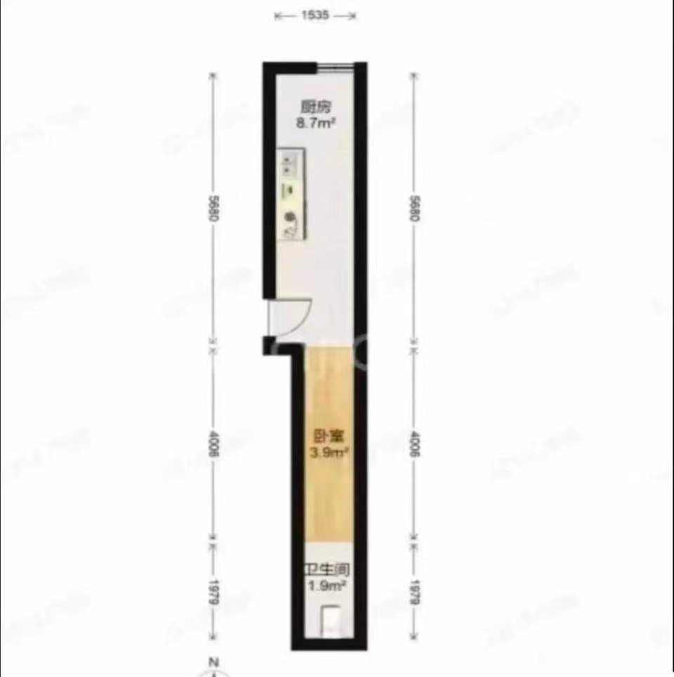 桃花缘  1室1厅1卫   1500.00元/月室内图1