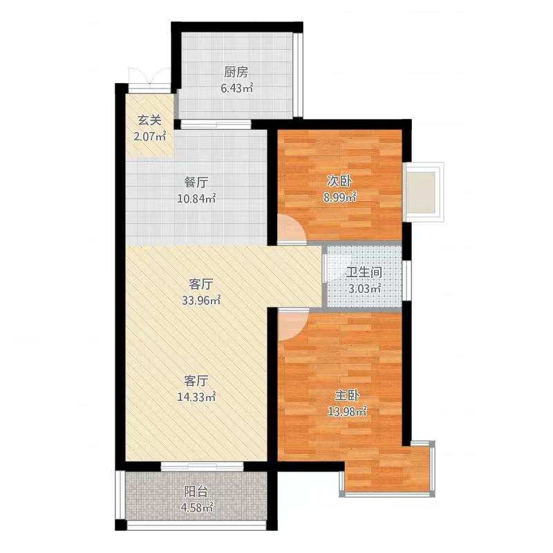 桃花里  2室2厅1卫   55.80万室内图1