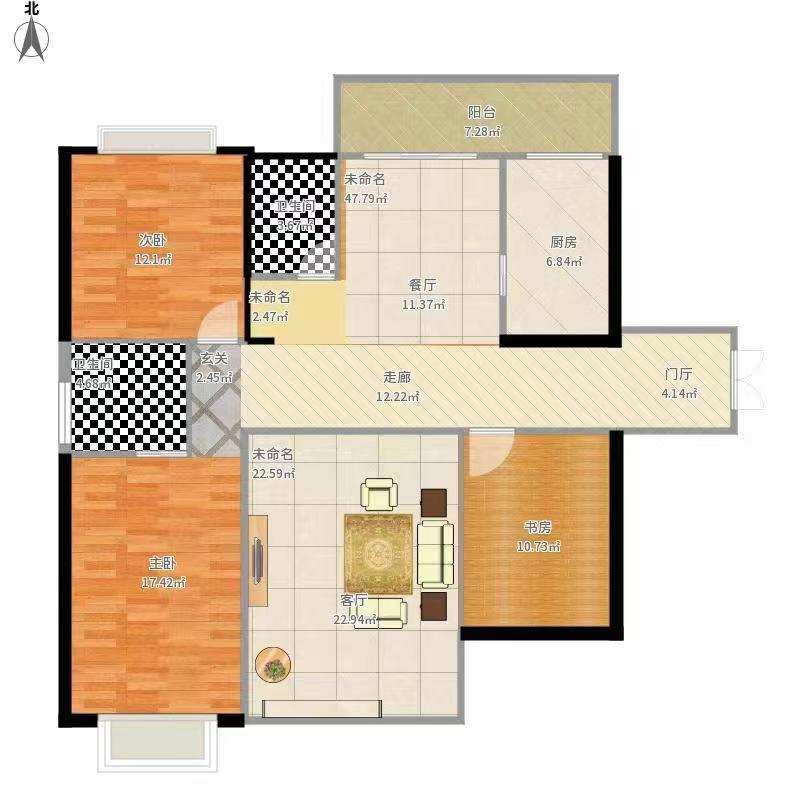 保利香槟国际  1室1厅1卫   1400.00元/月室内图1