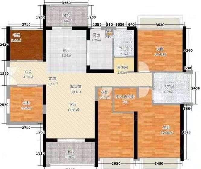 珠江愉景新城  3室2厅2卫   2600.00元/月室内图