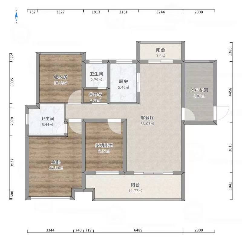 翰林居  3室2厅1卫   55.00万户型图