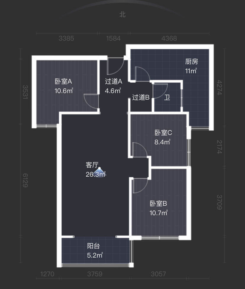 北辰三角洲E6区  3室2厅1卫    5500.0元/月 北辰三角洲E6区  3室2厅1卫    5500.0元/月户型图