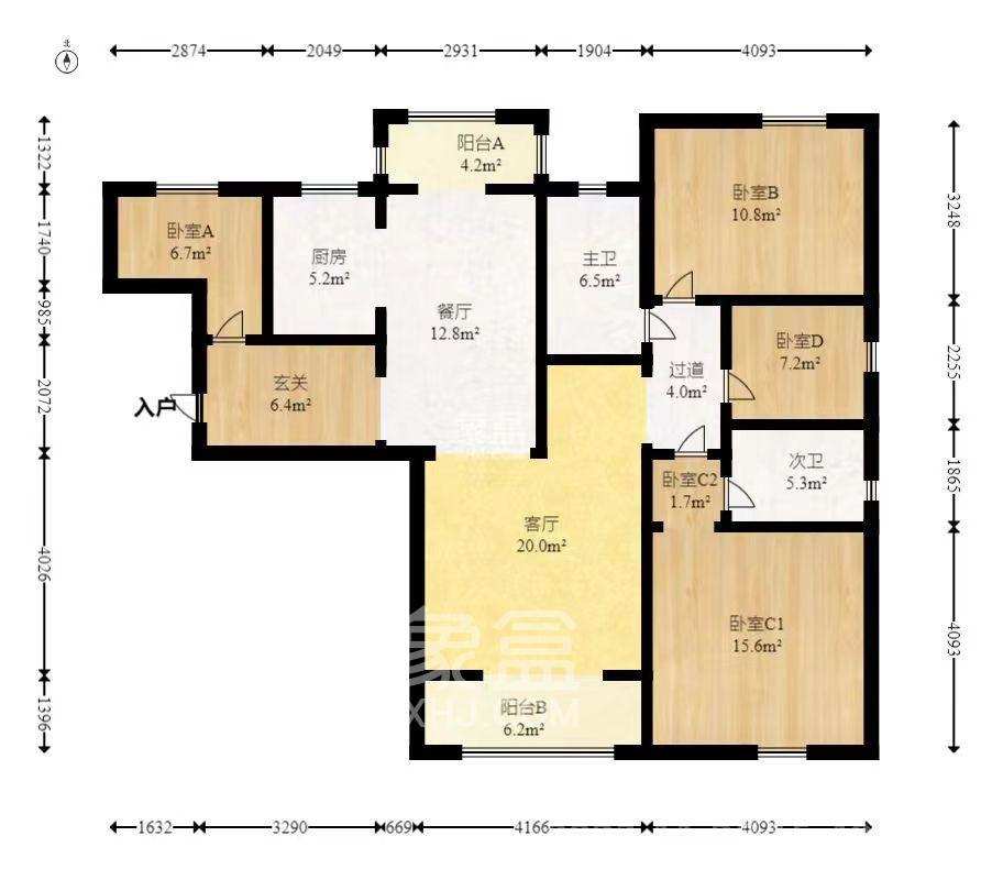 新城新世界四期柏樾  4室2厅2卫    2000.0元/月室内图1