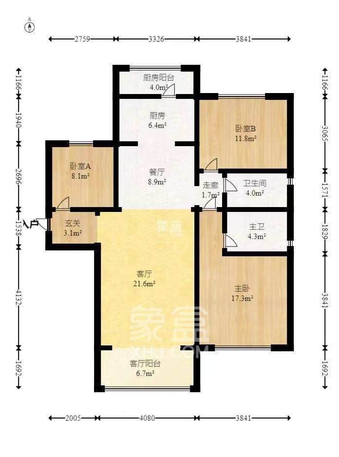 碧桂园公园壹号(凯怡茗苑) 3室2厅2卫 2000.0元/月 碧桂园公园壹号(凯怡茗苑) 3室2厅2卫 2000.0元/月户型图