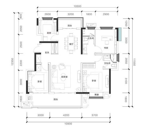 益阳印象  3室2厅2卫   84.00万室内图1