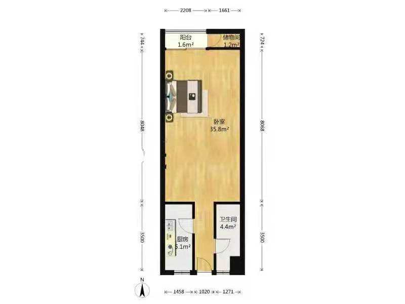 黄鹤小区2片 1室1厅1卫 900.0元/月 黄鹤小区2片 1室1厅1卫 900.0元/月户型图