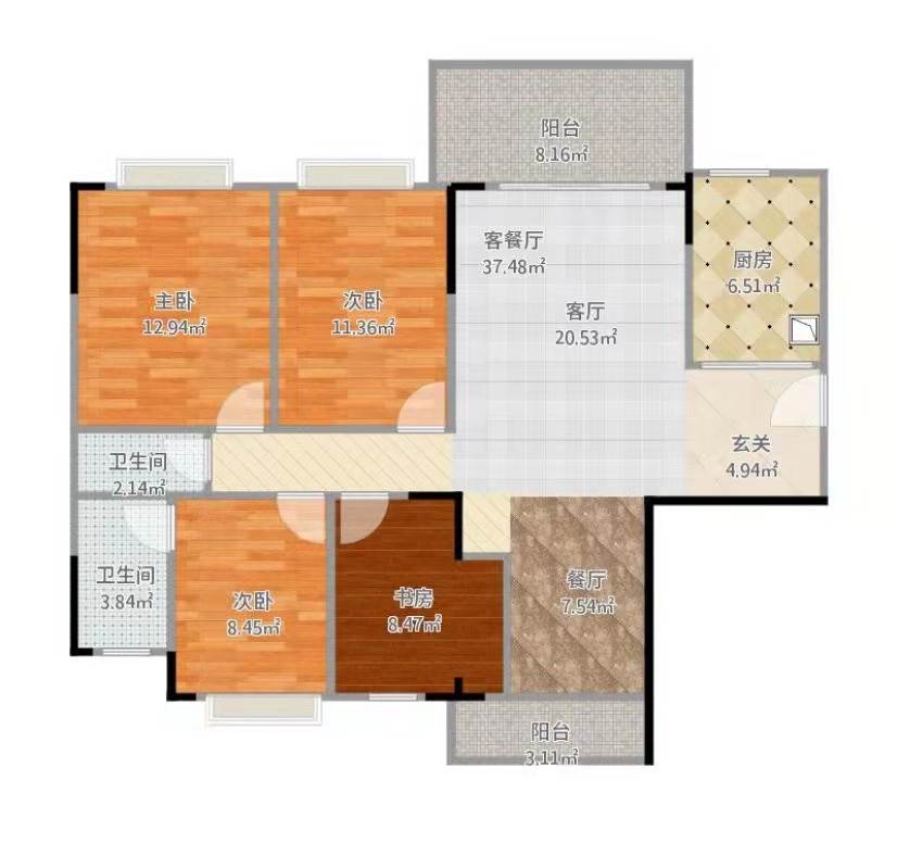 碧桂园  3室2厅2卫   54.00万室内图1