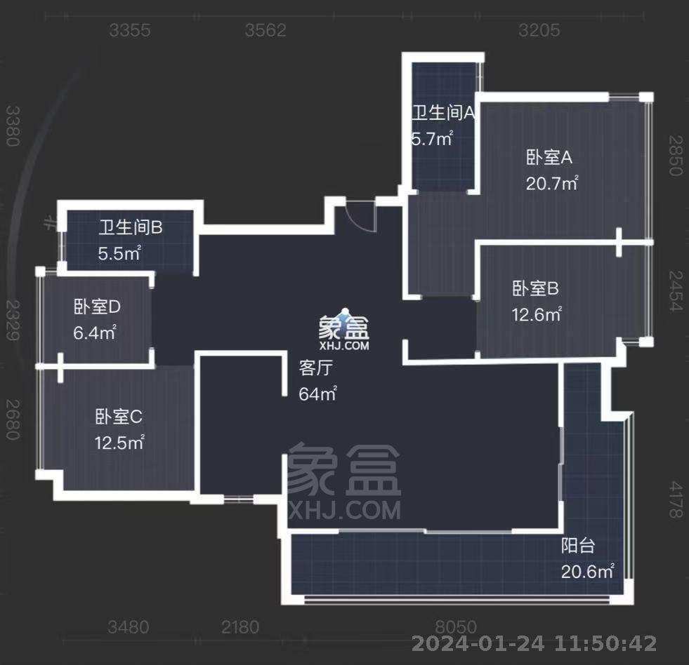 水木阳光里  3室2厅2卫    800.0元/月室内图1
