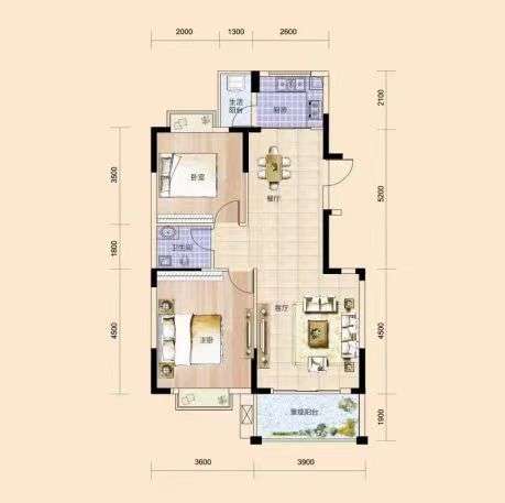 云顶上品  1室1厅1卫   1200.00元/月户型图