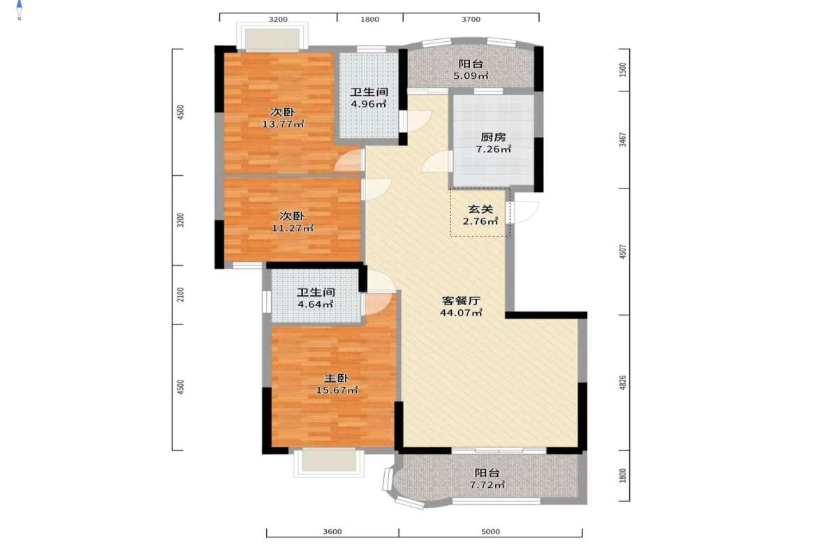 益秀园  3室2厅2卫   63.80万室内图1