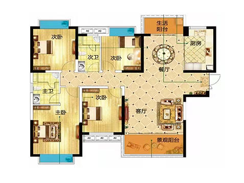 金东陶子湖  4室3厅2卫   89.90万室内图
