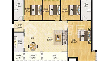 欧洲城  4室2厅2卫   78.80万室内图