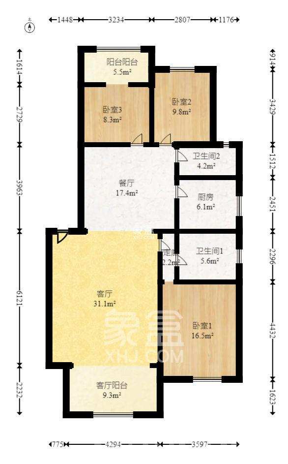 仁和家园  3室2厅2卫   1700.00元/月室内图