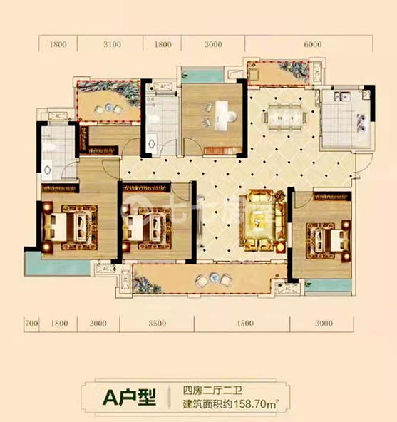 台北城  4室2厅2卫    100.8万室内图