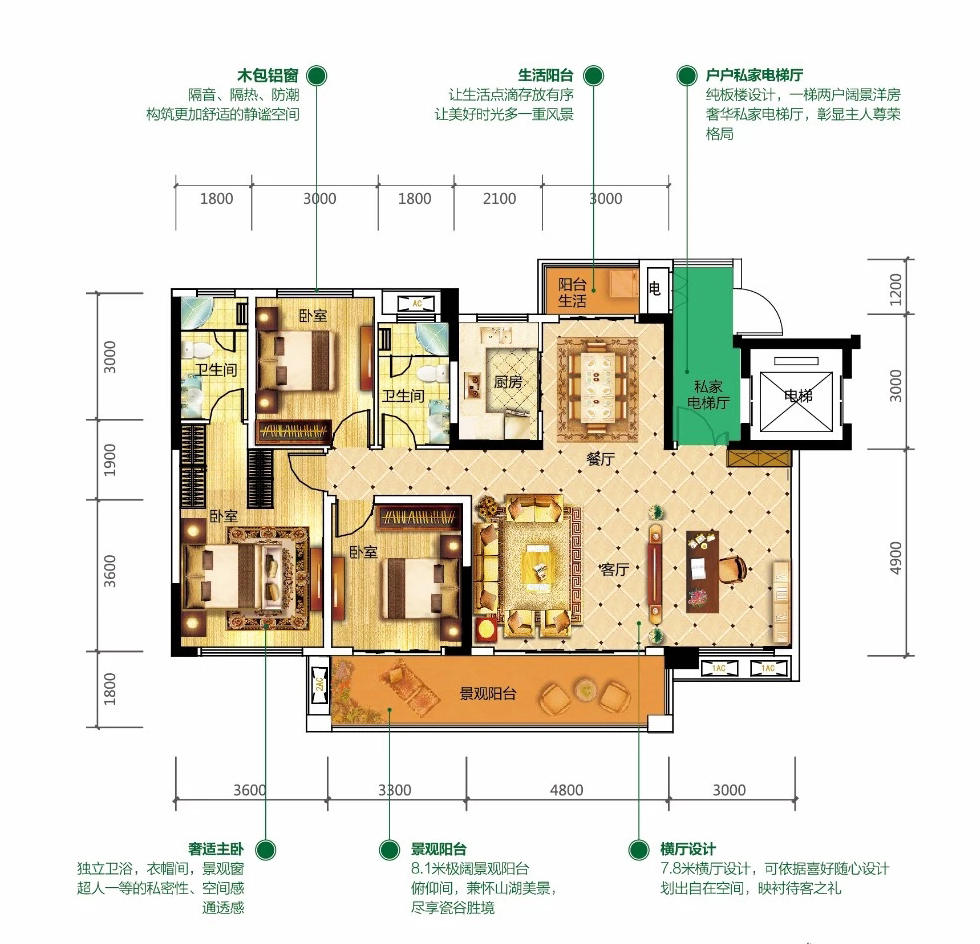 金东陶子湖  4室2厅2卫   96.80万室内图