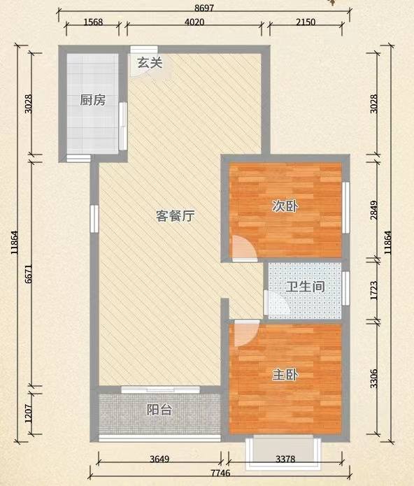 海博星都  2室2厅1卫    59.87万室内图1
