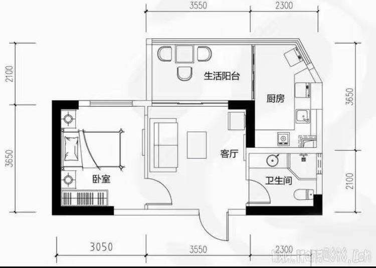 厚土珊瑚湾  1室1厅1卫   65.00万室内图1