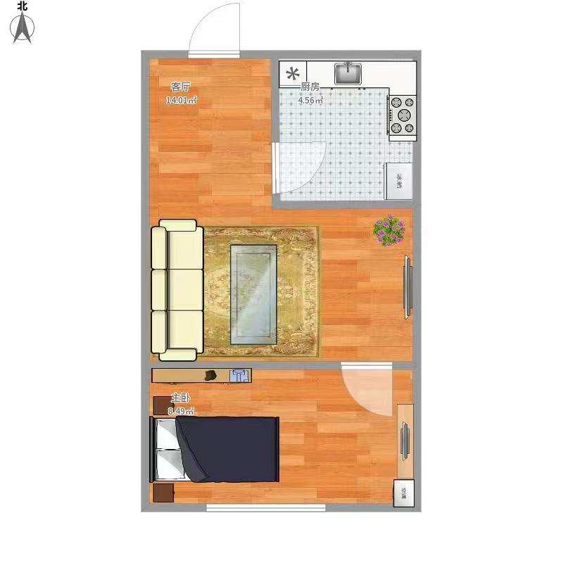 碧桂园壹中心  1室1厅1卫   1200.00元/月室内图1