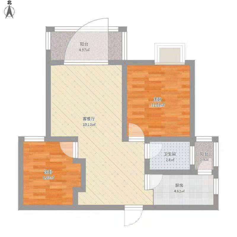 卧龙港  2室2厅1卫   1000.00元/月室内图1