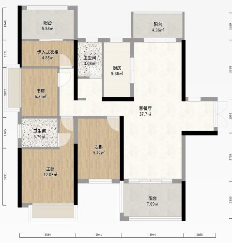 步步高益阳新天地  2室2厅1卫   1800.00元/月室内图1