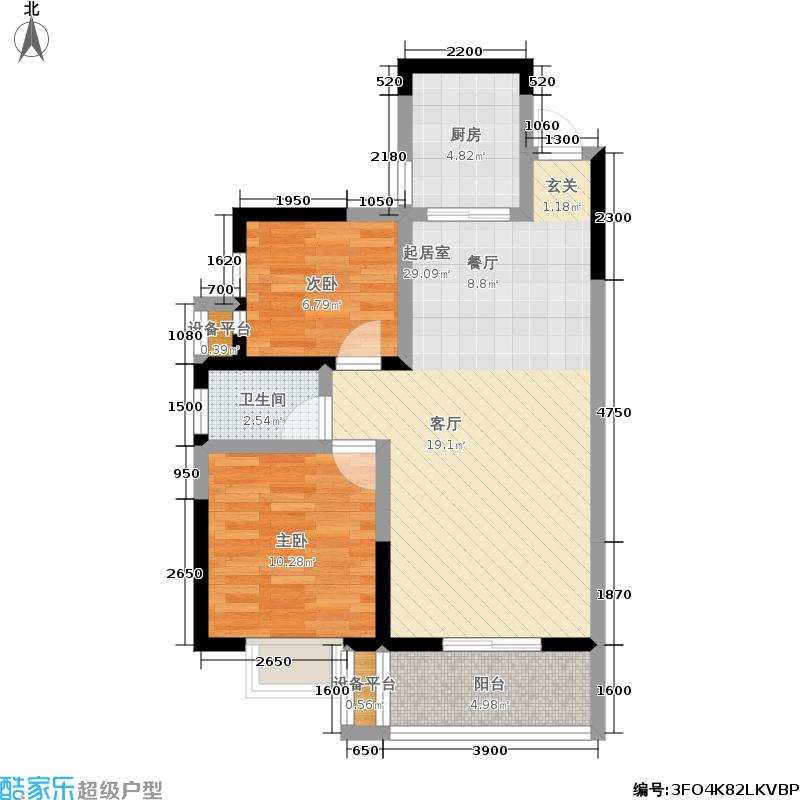 鑫远御文台一期  2室2厅1卫   2100.00元/月户型图