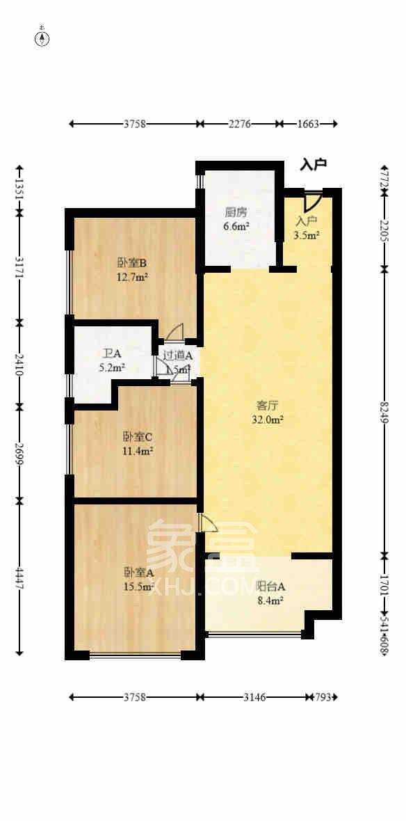 万科魅力之城非凡里  3室2厅1卫   2300.00元/月室内图