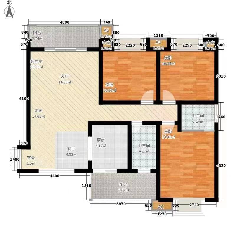 碧桂园  3室2厅2卫   1680.00元/月室内图1