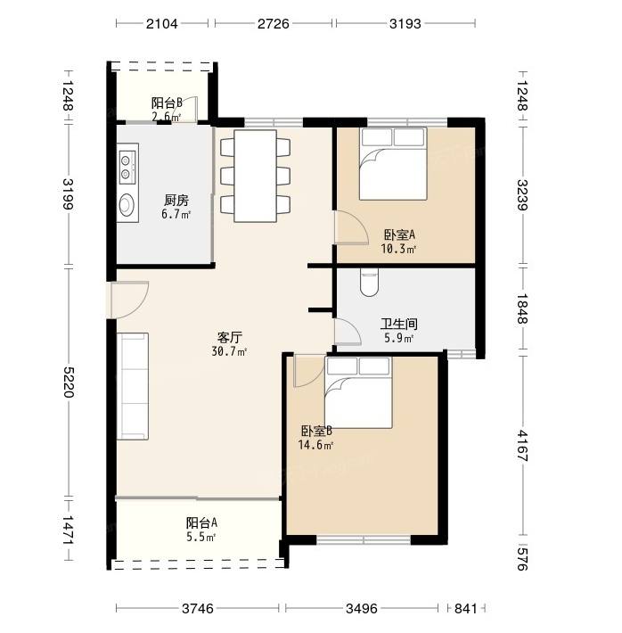 湖南省粮油公司宿舍  0室0厅0卫   1500.00元/月户型图