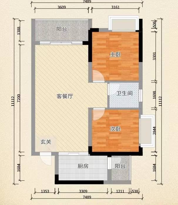 汇欣花样年华  2室2厅2卫   46.00万室内图1