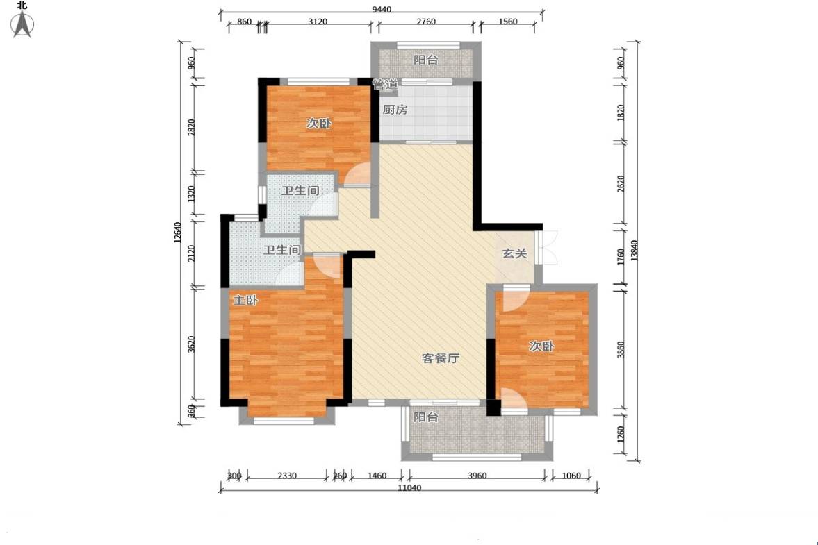 恒大华府  3室2厅1卫   62.00万室内图1