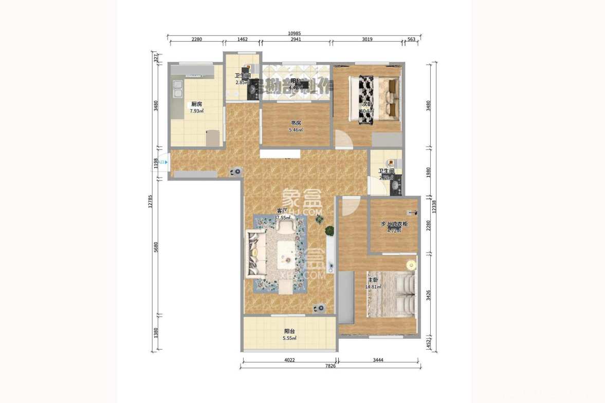 万科魅力之城  3室2厅1卫   1500.00元/月室内图